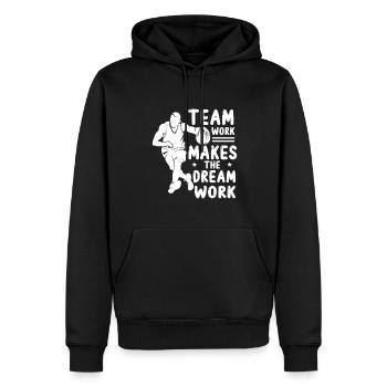 Teamwork makes the dream come true - Men’s Premium Organic Hoodie - black - Front - Nico (187cm)