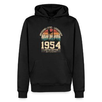 1954 : une année d’anniversaire légendaire - Sweat à capuche Premium bio Homme - noir - Devant - Nico (187cm)