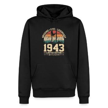 1943 Birthday - Men’s Premium Organic Hoodie - black - Front - Nico (187cm)