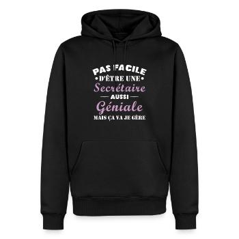 Secrétaire géniale cadeau drôle secrétaire - Sweat à capuche Premium bio Homme - noir - Devant - Nico (187cm)