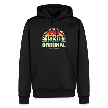 Millésime 1936 Anniversaire - Sweat à capuche Premium bio Homme - noir - Devant - Nico (187cm)