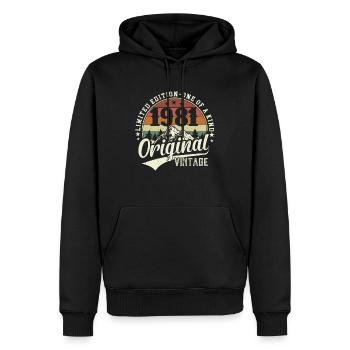 Stilvoll 1981: Ein Vintage-Geburtstags-Tribut - Männer Premium Bio Hoodie - Schwarz - Vorne - Nico (187cm)