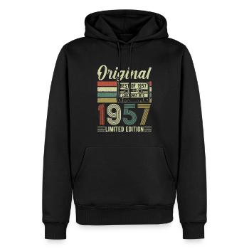 Classique 1957 intemporel rétro cadeau d’anniversaire - Sweat à capuche Premium bio Homme - noir - Devant - Nico (187cm)