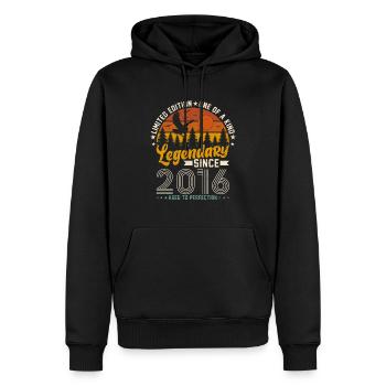 Millésime 2016 - Surprise d’anniversaire rétro - Sweat à capuche Premium bio Homme - noir - Devant - Nico (187cm)