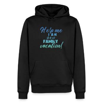 Au secours, je suis en vacances en famille - Sweat à capuche Premium bio Homme - noir - Devant - Nico (187cm)