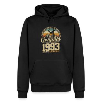 Vintage 1993 - Zeitlose Eleganz - Männer Premium Bio Hoodie - Schwarz - Vorne - Nico (187cm)