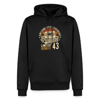 Millésime 1943 - idée cadeau d’anniversaire - Sweat à capuche Premium bio Homme - noir - Devant - Nico (187cm)