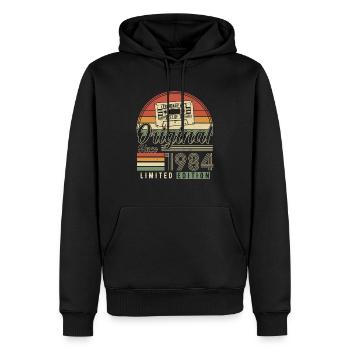 Chemise d’anniversaire élégante de 1984 - Sweat à capuche Premium bio Homme - noir - Devant - Nico (187cm)