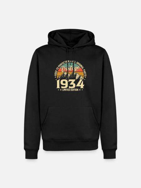 90e anniversaire 1934 - Sweat à capuche Premium bio Homme - noir