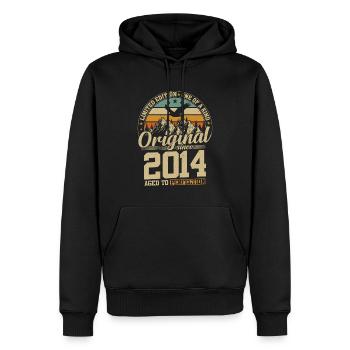 10 ans Vintage Anniversaire 2014 - Sweat à capuche Premium bio Homme - noir - Devant - Nico (187cm)
