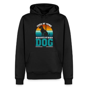 Yoga Zu Hause Mit Meinem Hund - Männer Premium Bio Hoodie - Schwarz - Vorne - Nico (187cm)