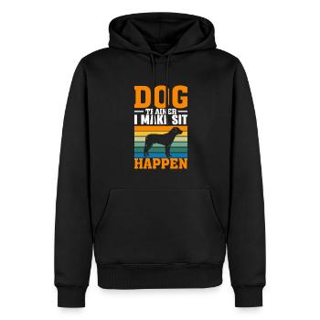 Dresseur de chiens : J’arrive à m’asseoir - Sweat à capuche Premium bio Homme - noir - Devant - Nico (187cm)