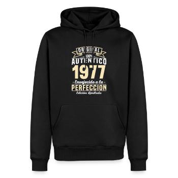 Cumpleaños Vintage 1977 - Männer Premium Bio Hoodie - Schwarz - Vorne - Nico (187cm)