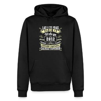 Fête d’anniversaire vintage 2012 - Sweat à capuche Premium bio Homme - noir - Devant - Nico (187cm)