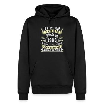 58e anniversaire Millésime 1966 - Sweat à capuche Premium bio Homme - noir - Devant - Nico (187cm)