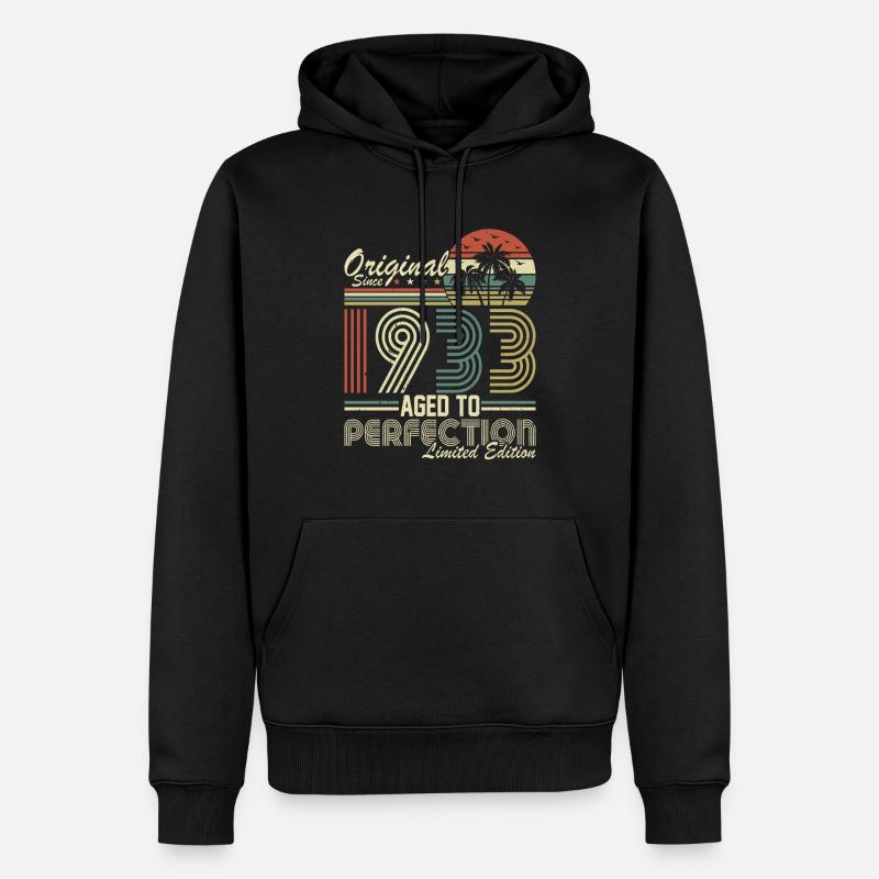 Millésime 1933 Anniversaire - Sweat à capuche Premium bio Homme - noir