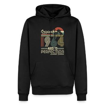 Vintage 1964 anniversaire rétro - Sweat à capuche Premium bio Homme - noir - Devant - Nico (187cm)