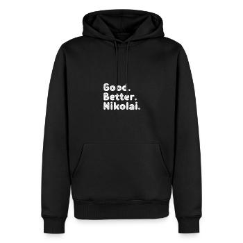 Good better Nikolai - Männer Premium Bio Hoodie - Schwarz - Vorne - Nico (187cm)