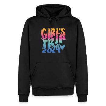 Week-end Filles Femmes Voyage Filles 2024 - Sweat à capuche Premium bio Homme - noir - Devant - Nico (187cm)
