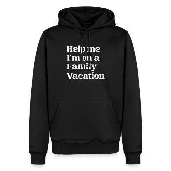 Au secours, je suis en vacances en famille - Sweat à capuche Premium bio Homme - noir - Devant - Nico (187cm)