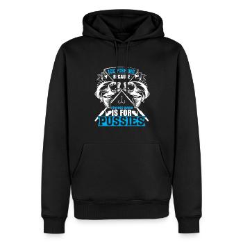 Eisfischen, Denn Warm Bleiben Ist Was Für Weicheie - Männer Premium Bio Hoodie - Schwarz - Vorne - Nico (187cm)