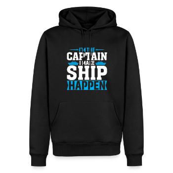 Ich Bin Der Kapitän, Ich Bringe Das Schiff Zum Lau - Männer Premium Bio Hoodie - Schwarz - Vorne - Nico (187cm)