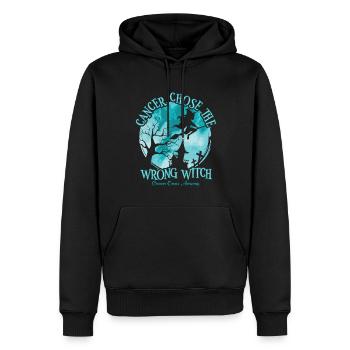 Le cancer a la fausse sorcière Cancer de l’ovaire - Sweat à capuche Premium bio Homme - noir - Devant - Nico (187cm)