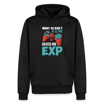 Was Mich Nicht Umbringt, Gibt Mir Exp - Männer Premium Bio Hoodie - Schwarz - Vorne - Nico (187cm)