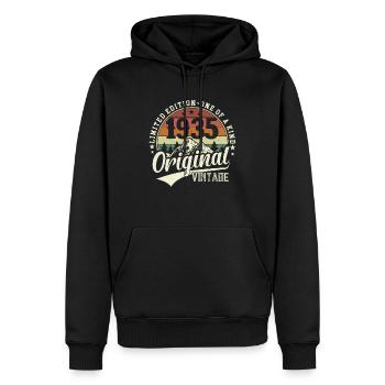 Légendaire 89e anniversaire 1935 - Sweat à capuche Premium bio Homme - noir - Devant - Nico (187cm)