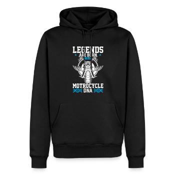 Les légendes naissent avec l’ADN de la moto - Sweat à capuche Premium bio Homme - noir - Devant - Nico (187cm)