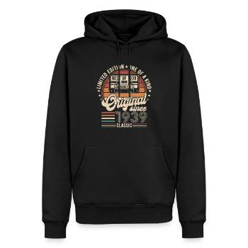 85 ans anniversaire vintage rétro 1939 - Sweat à capuche Premium bio Homme - noir - Devant - Nico (187cm)