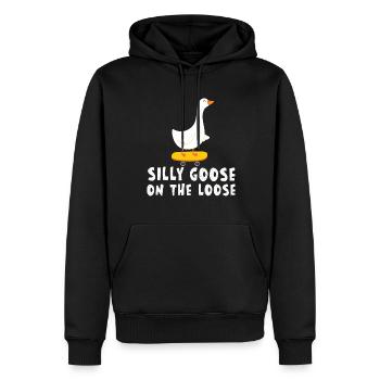 Des oies idiotes en liberté - Sweat à capuche Premium bio Homme - noir - Devant - Nico (187cm)