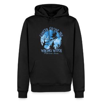 Cancer Sorcière Bleu Clair Cancer de la prostate - Sweat à capuche Premium bio Homme - noir - Devant - Nico (187cm)