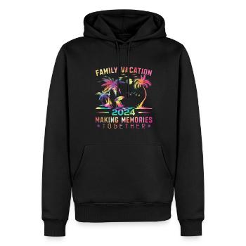 Vacances d’été en famille 2024 - Sweat à capuche Premium bio Homme - noir - Devant - Nico (187cm)