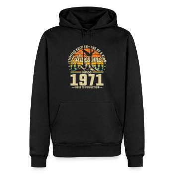 Millésime 1971 - Joie d’anniversaire - Sweat à capuche Premium bio Homme - noir - Devant - Nico (187cm)