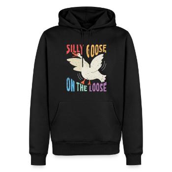 L’oie stupide en liberté - Sweat à capuche Premium bio Homme - noir - Devant - Nico (187cm)
