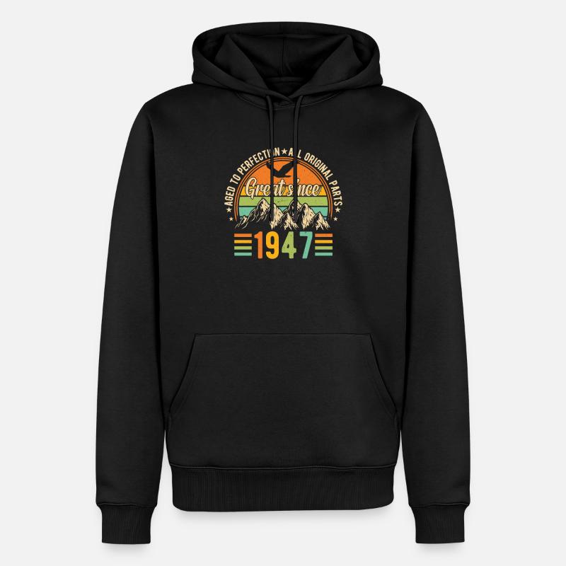 Millésime 77e anniversaire 1947 - Sweat à capuche Premium bio Homme - noir
