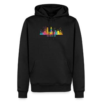 Chicagoan Aquarell Skyline Chicago - Männer Premium Bio Hoodie - Schwarz - Vorne - Nico (187cm)