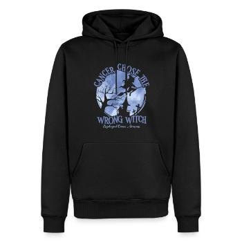 Cancer Sorcière Pervenche Œsophagienne - Sweat à capuche Premium bio Homme - noir - Devant - Nico (187cm)