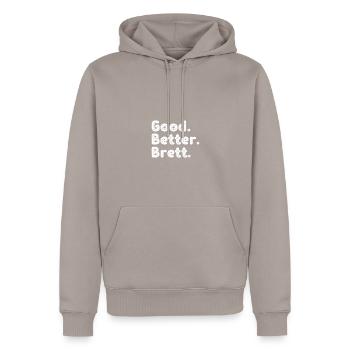Good better Brett - Männer Premium Bio Hoodie - Taupe - Vorne - Nico (187cm)