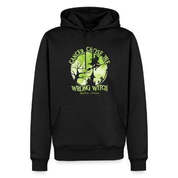Sensibilisation au lymphome de la chaux sorcière cancéreuse - Sweat à capuche Premium bio Homme - noir - Devant - Nico (187cm)