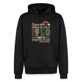 Joie d’anniversaire vintage des années 1950 - Sweat à capuche Premium bio Homme - noir - Devant - Nico (187cm)