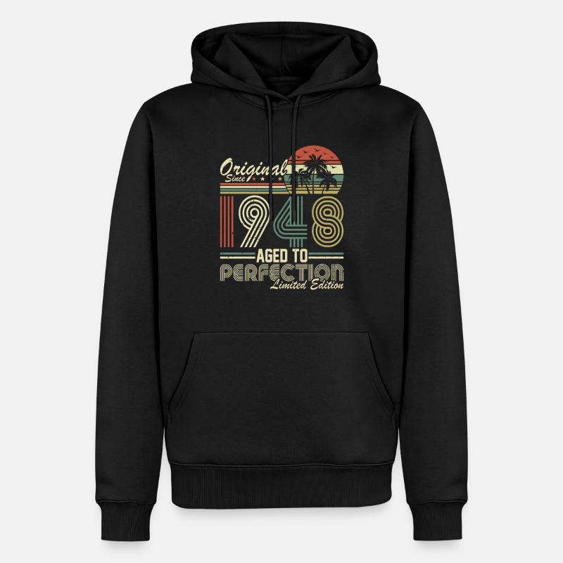 76e anniversaire Millésime 1948 - Sweat à capuche Premium bio Homme - noir