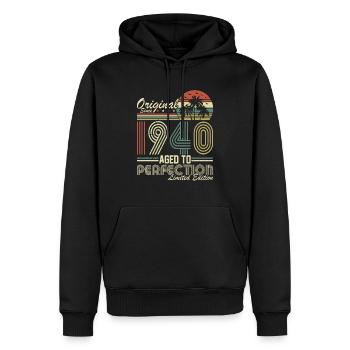 Anniversaire des années 1940 - Sweat à capuche Premium bio Homme - noir - Devant - Nico (187cm)