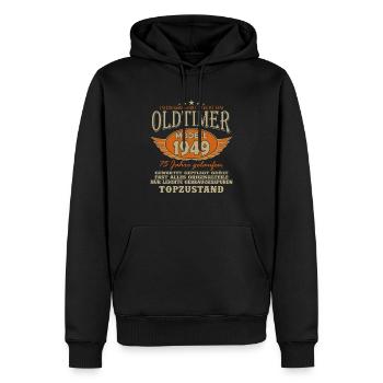 Millésime 1949 Anniversaire - Sweat à capuche Premium bio Homme - noir - Devant - Nico (187cm)