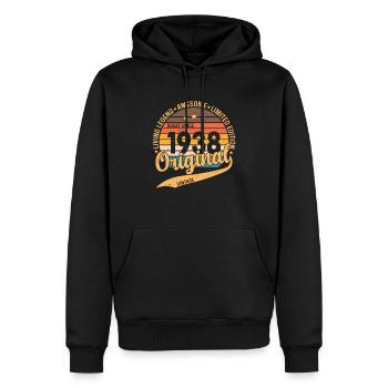 Millésime légendaire 1938 - Sweat à capuche Premium bio Homme - noir - Devant - Nico (187cm)