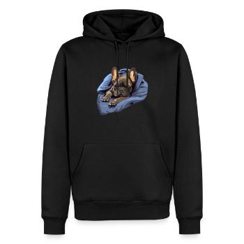 chiot chien mignon bouledogue français - Sweat à capuche Premium bio Homme - noir - Devant - Nico (187cm)