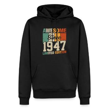 Millésime 1947 - Une année légendaire ! Rétro - Sweat à capuche Premium bio Homme - noir - Devant - Nico (187cm)
