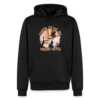 Cancer Pêche sorcière Cancer de l’utérus - Sweat à capuche Premium bio Homme - noir - Devant - Nico (187cm)