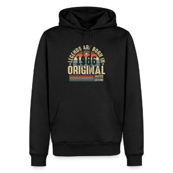 Les légendes sont nées en 1966 - Sweat à capuche Premium bio Homme - noir - Devant - Nico (187cm)